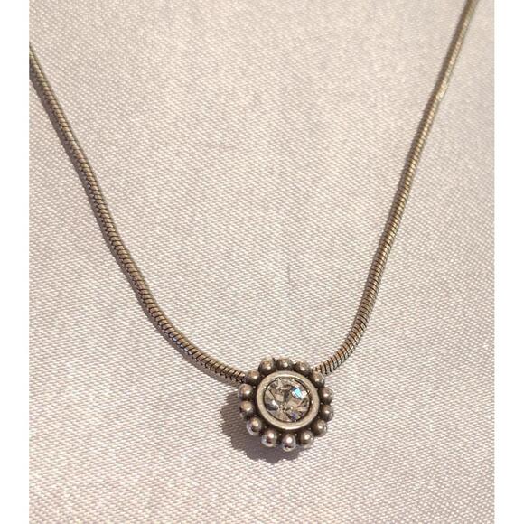 Brighton Petite Twinkle Crystal Silver Plated Pendant Necklace EUC - Picture 2 of 7